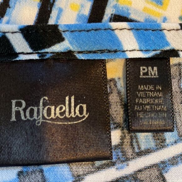 Rafaella Women’s Geometric Pattern Asymmetrical Hem Popover Top PM - Picture 9 of 10